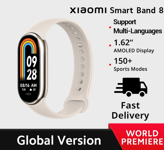 Global Version Xiaomi Smart Band 8 Blood Oxygen Monitor 1.62'' AMOLED Screen 16 Days Battery Life